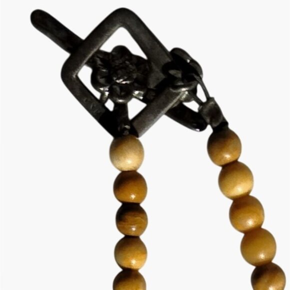 Earth Tone Necklace Toggle Clasp Natural Stone Beads Rustic Elegance 17 inch - Picture 4 of 6